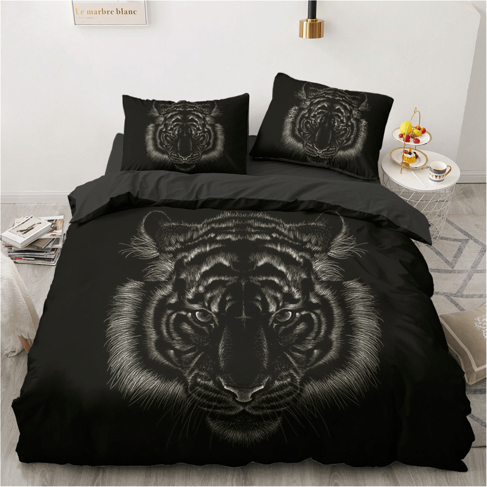 Tiger Black Background Bedding Duvet Cover Bedding Set