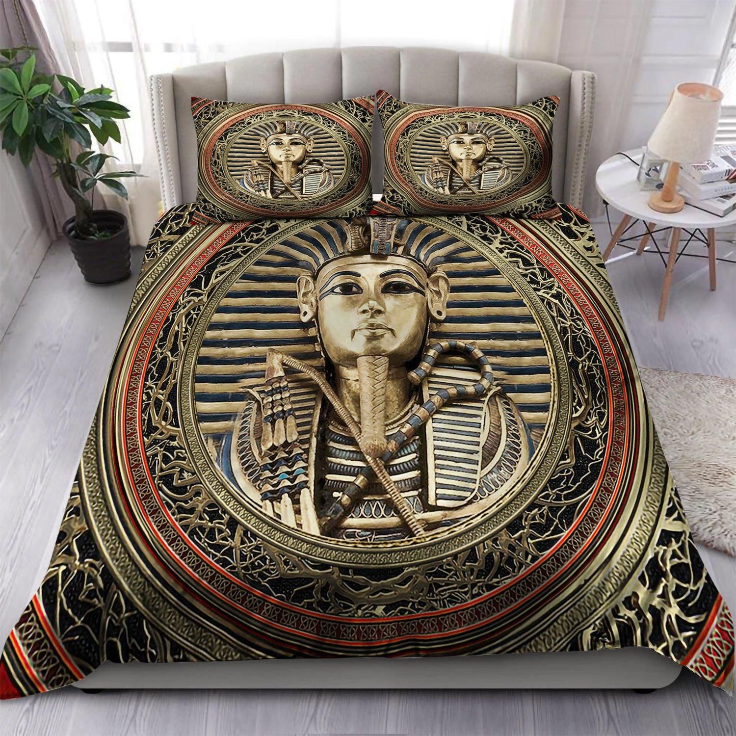 Ancient Egypt Pharaoh Circle Bedding Comforter Set Duvet Cover Bedding Set