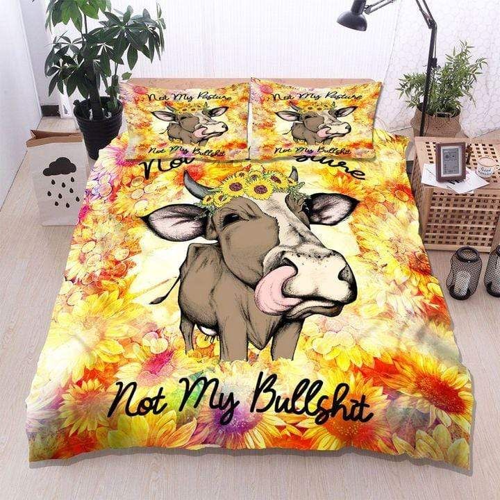 Cow Sunflower Not My Pasture Duvet Cover Bedding Set