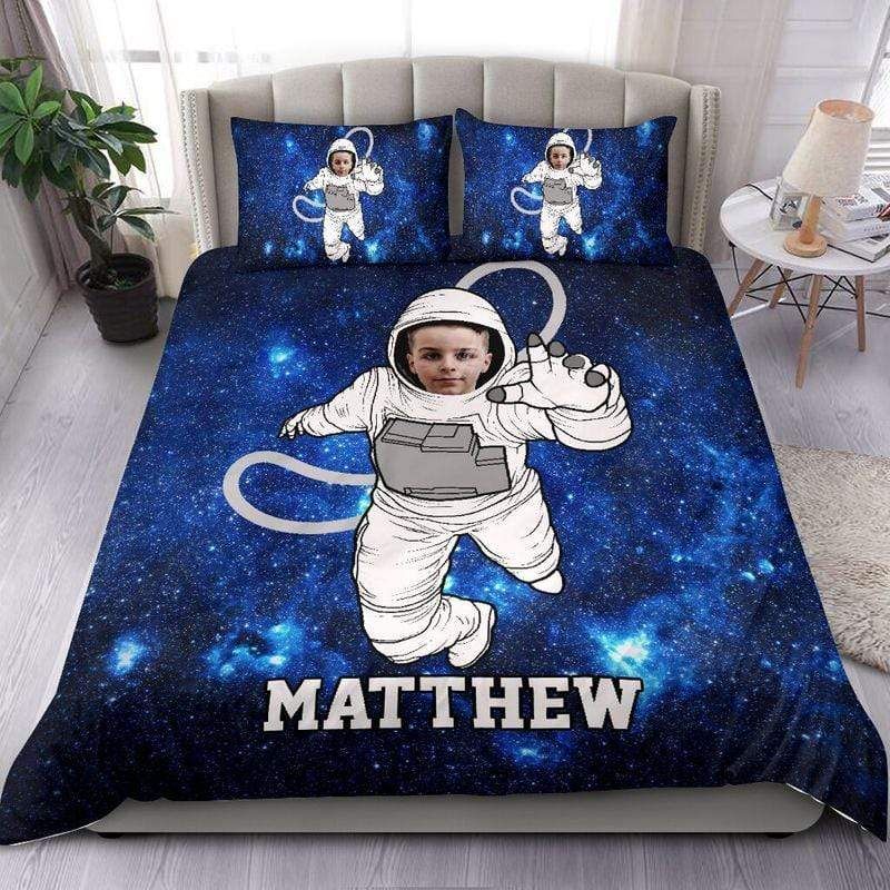 Personalized Galaxy Astronaut Custom Name & Photo Duvet Cover Bedding Set