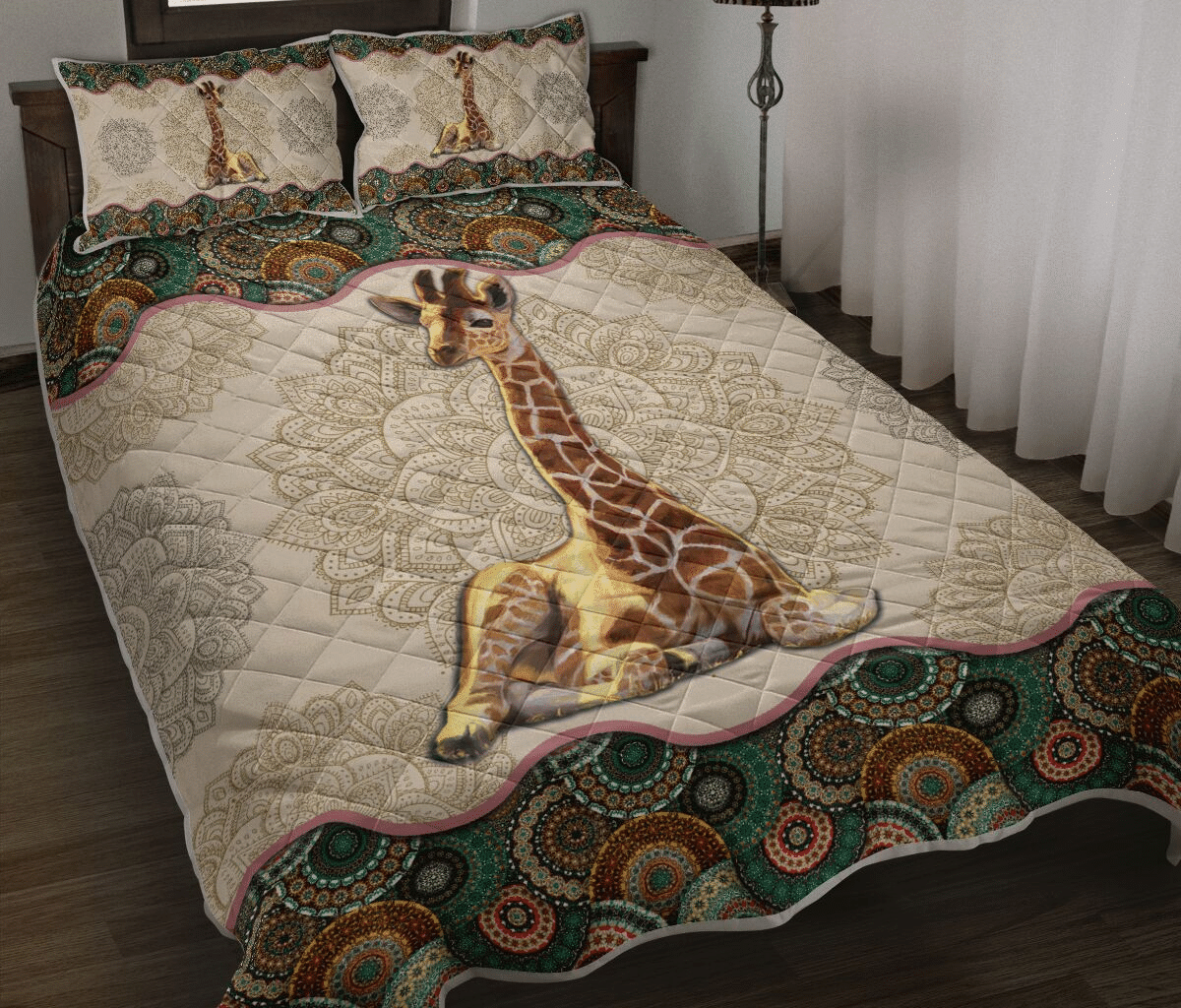 Giraffe Vintage Mandala Quilt Set