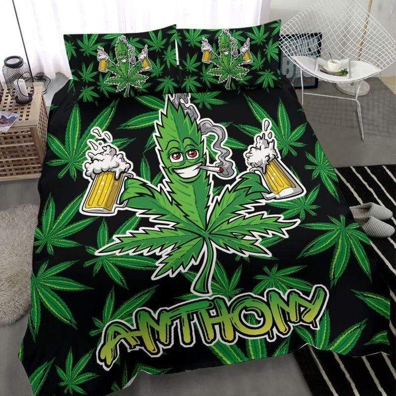 Personalized Weed And Beer Funny Custom Name Duvet Cover Bedding Set