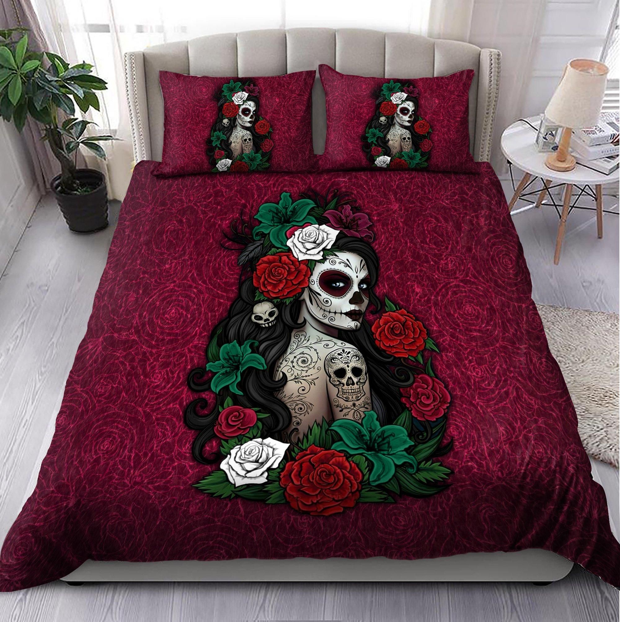 Mexican Girl Skull Duvet Cover Bedding Set