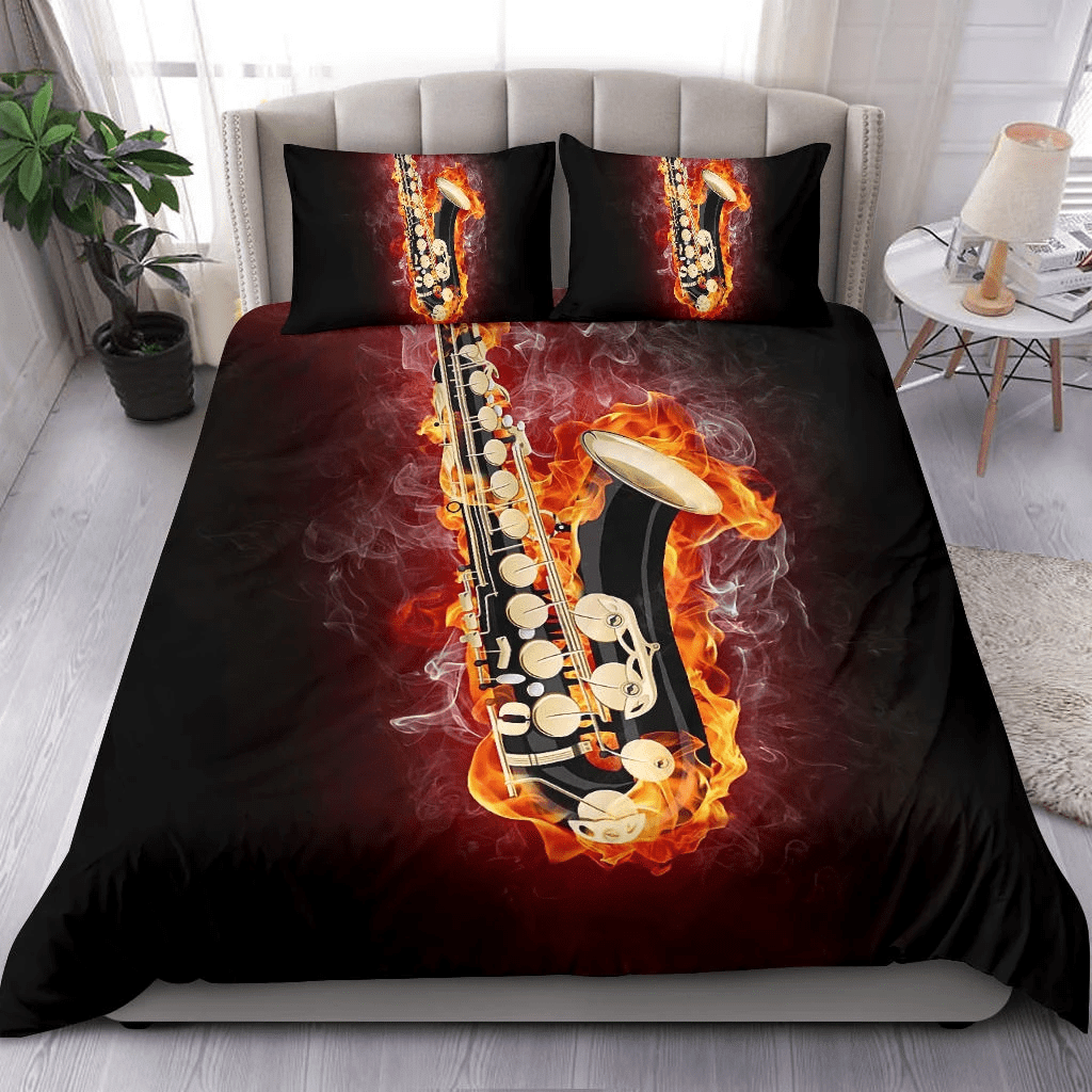 Music Saxophone Flame Bedding Duvet Cover Bedding Set