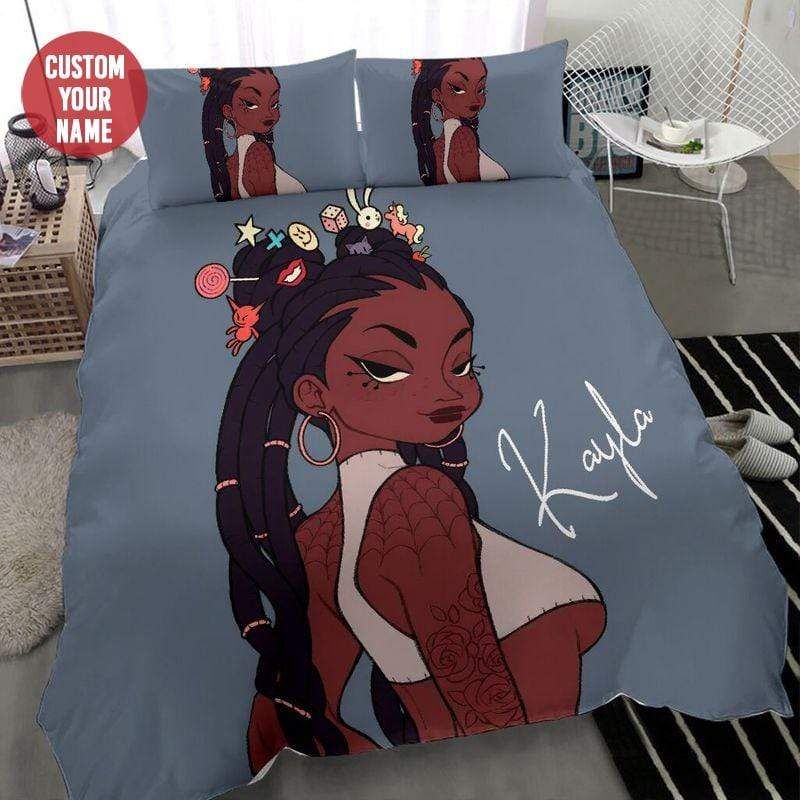 Personalized Black Cool Girl Sexy Top Custom Name Duvet Cover Bedding Set
