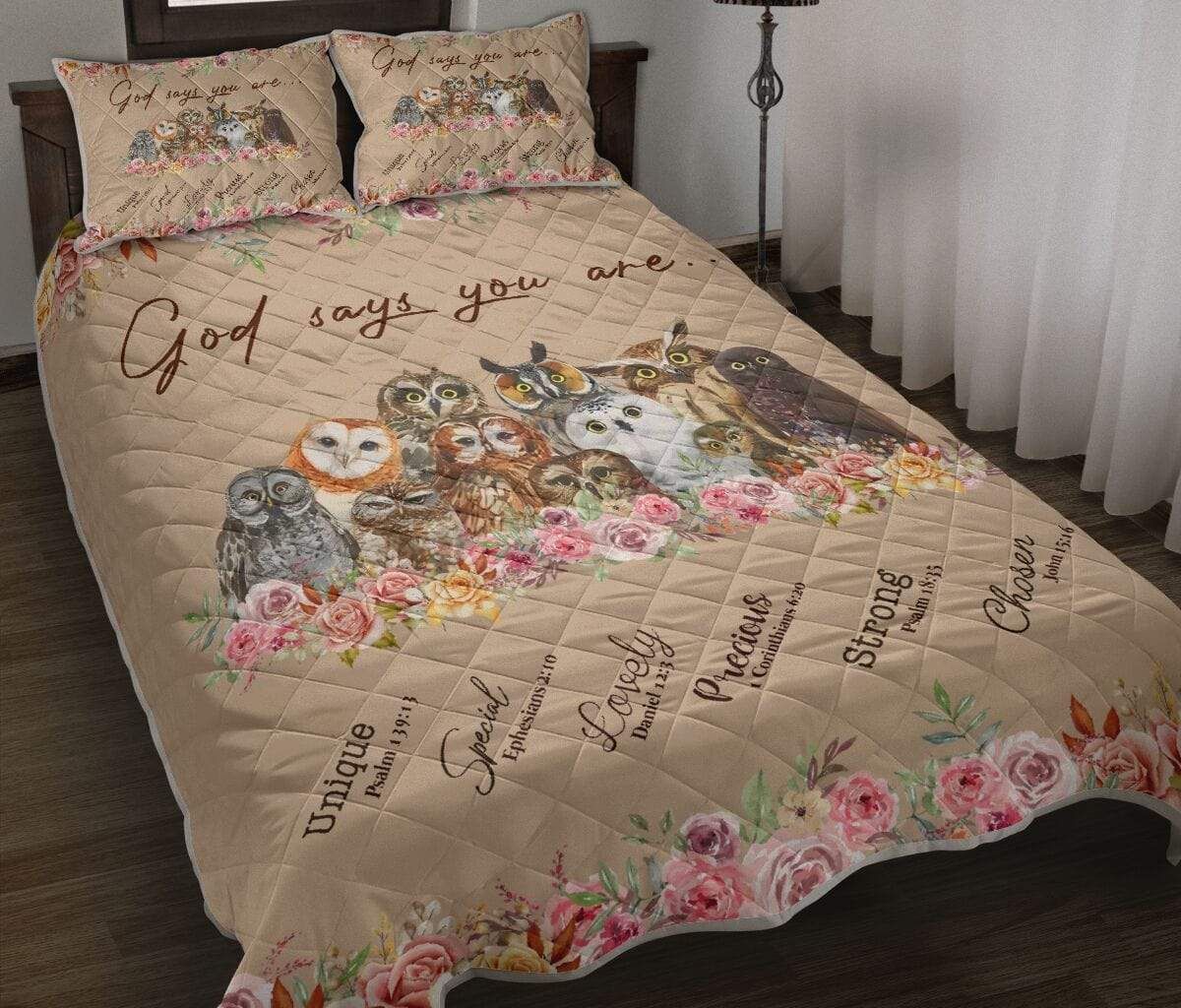 Personalized God Says You Are Owl Quilt Set Custom Name
