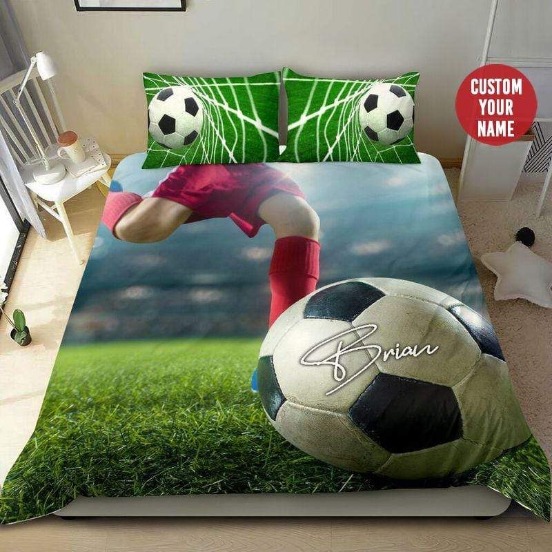 Personalized Cool Soccer Player Custom Name Duvet Cover Bedding Set