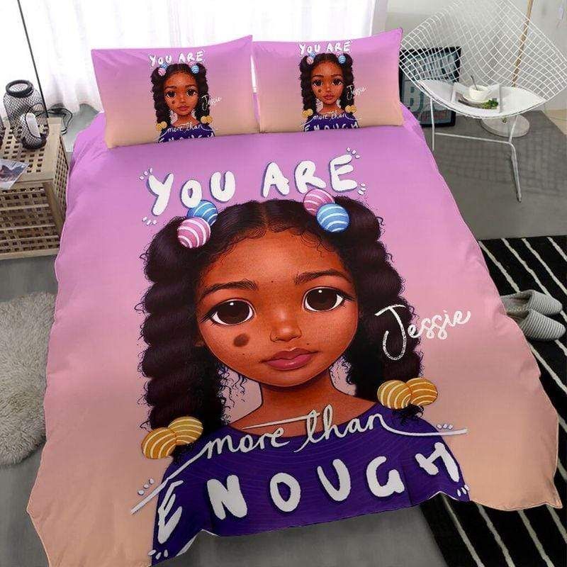 Personalized Black Baby Girl You'Re More Than Enough Custom Name Duvet Cover Bedding Set