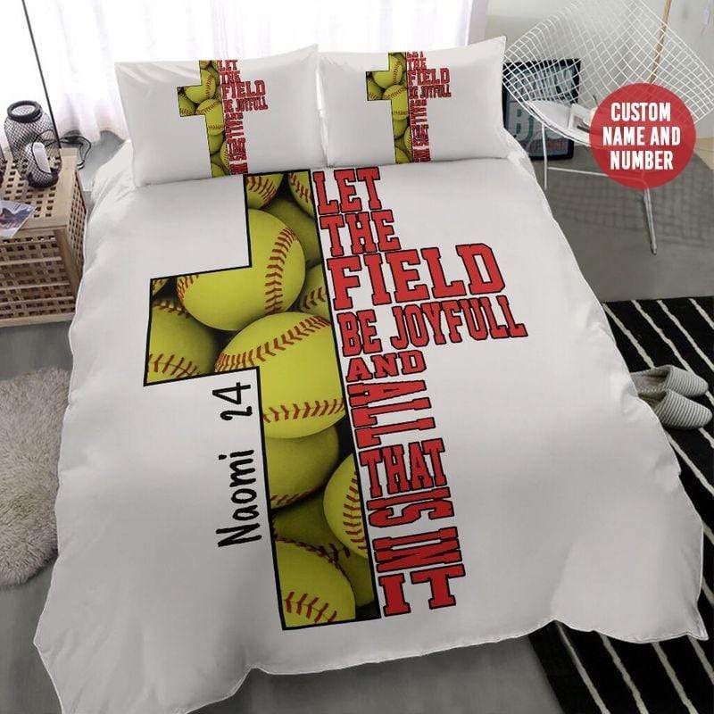 Personalized Sofball Cross Custom Duvet Cover Bedding Set With Your Name And Number