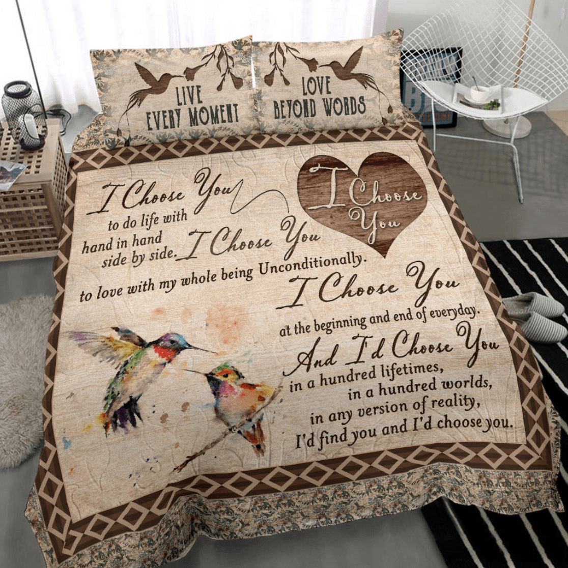 Hummingbird Couple Love I Choose You Duvet Cover Bedding Set