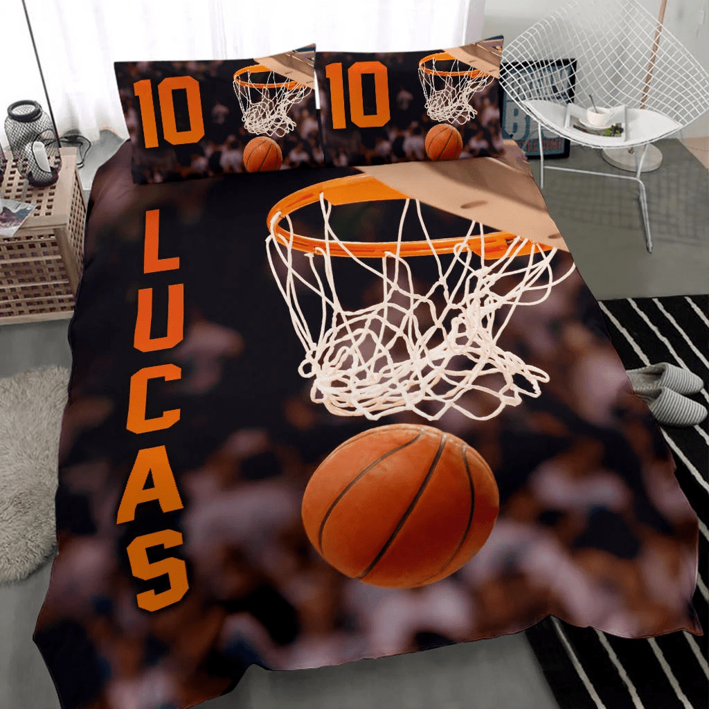 Personalized Basketball On Air Custom Duvet Cover Bedding Set With Your Name And Number