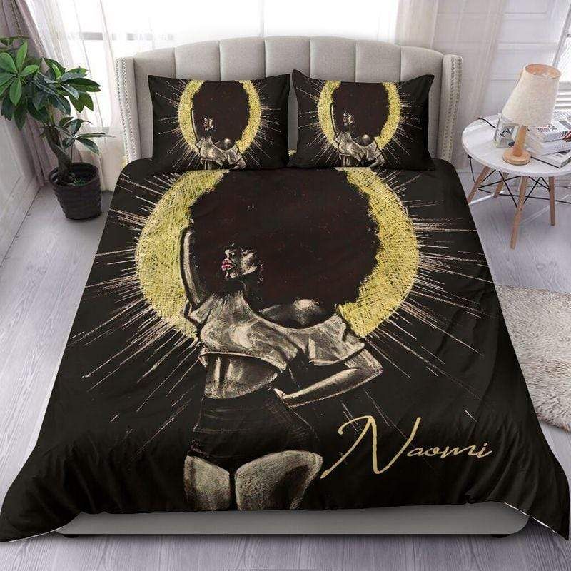 Personalized Black Queen Sun Custom Name Duvet Cover Bedding Set