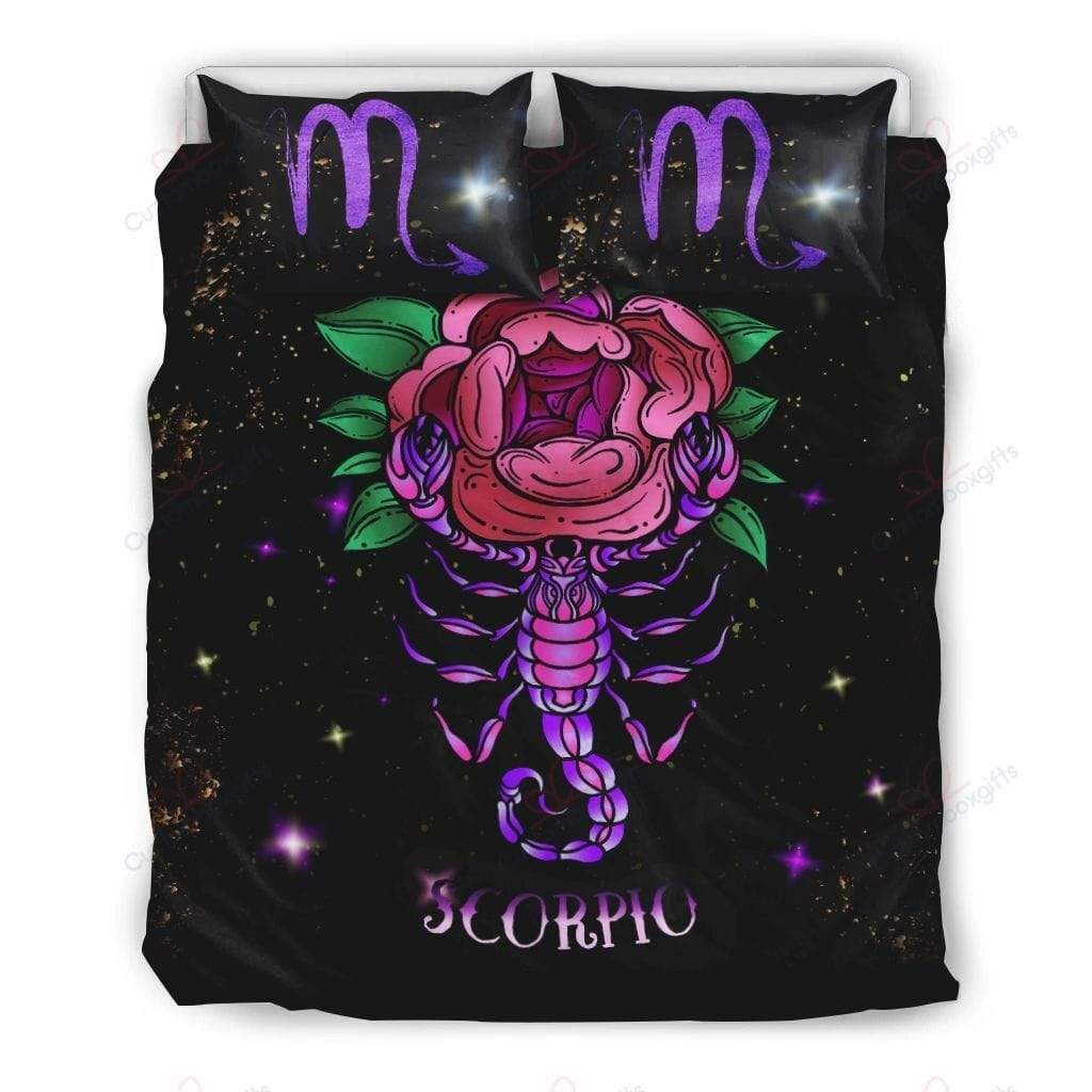Astrology Scorpio Rose Galaxy Duvet Cover Bedding Set