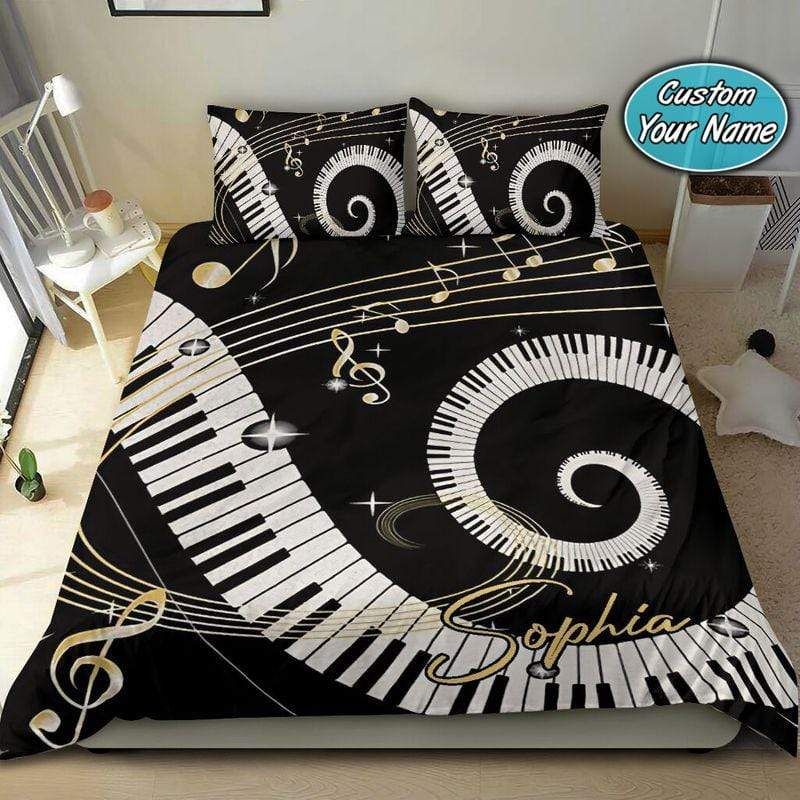 Personalized Music Sheet Piano Custom Name Duvet Cover Bedding Set