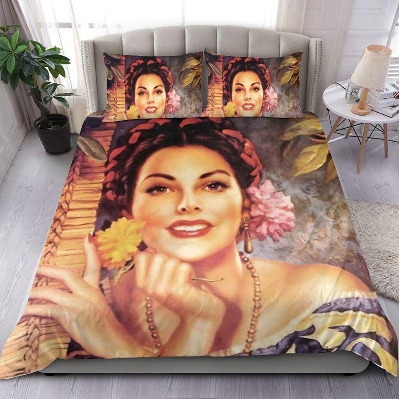 Mexican Girl Flower Art Duvet Cover Bedding Set