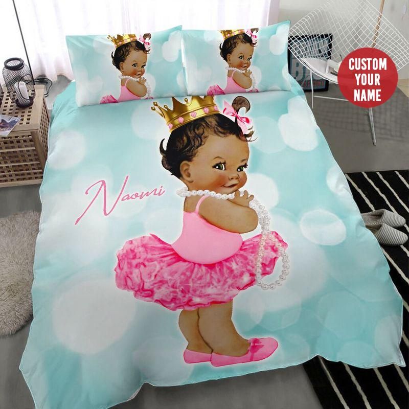 Personalized Cute Little Precious Black Baby Girl Custom Name Duvet Cover Bedding Set