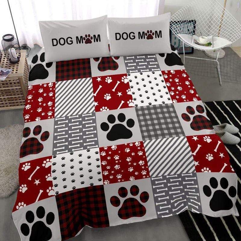 Dog Mom Dog Footprints Duvet Cover Bedding Set Print