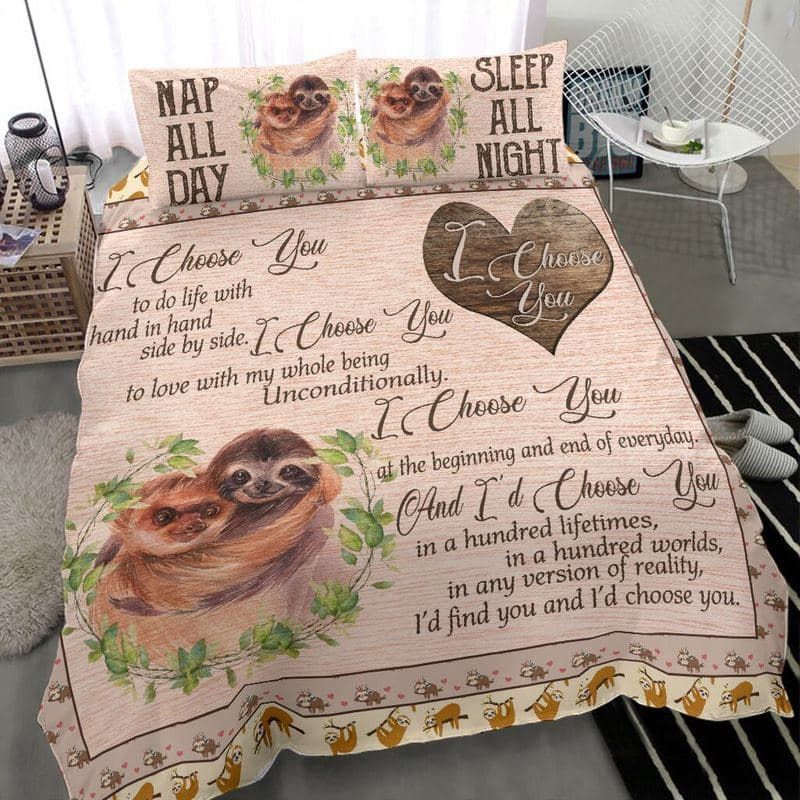 Sloth Lover Couple Romantic Duvet Cover Bedding Set