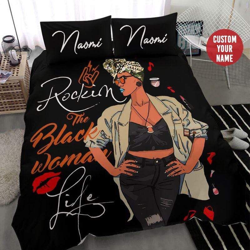 Personalized Rocking The Black Woman Life Custom Name Duvet Cover Bedding Set