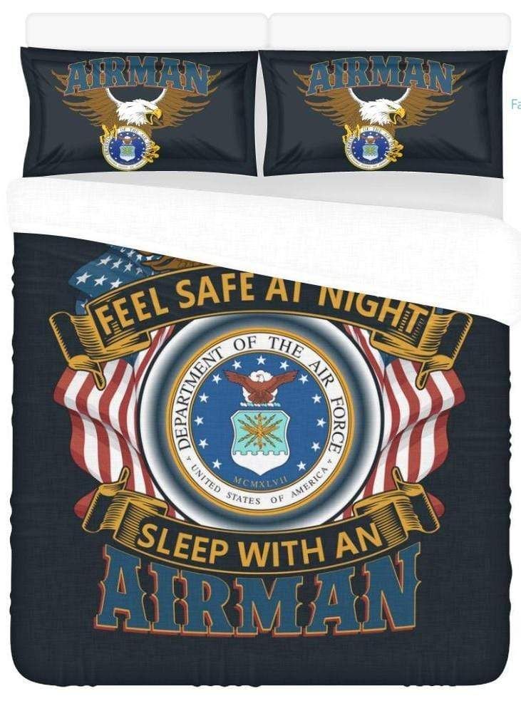 U.S Air Force Feel Safe At Night Sleep With An Airman Duvet Cover Bedding Set