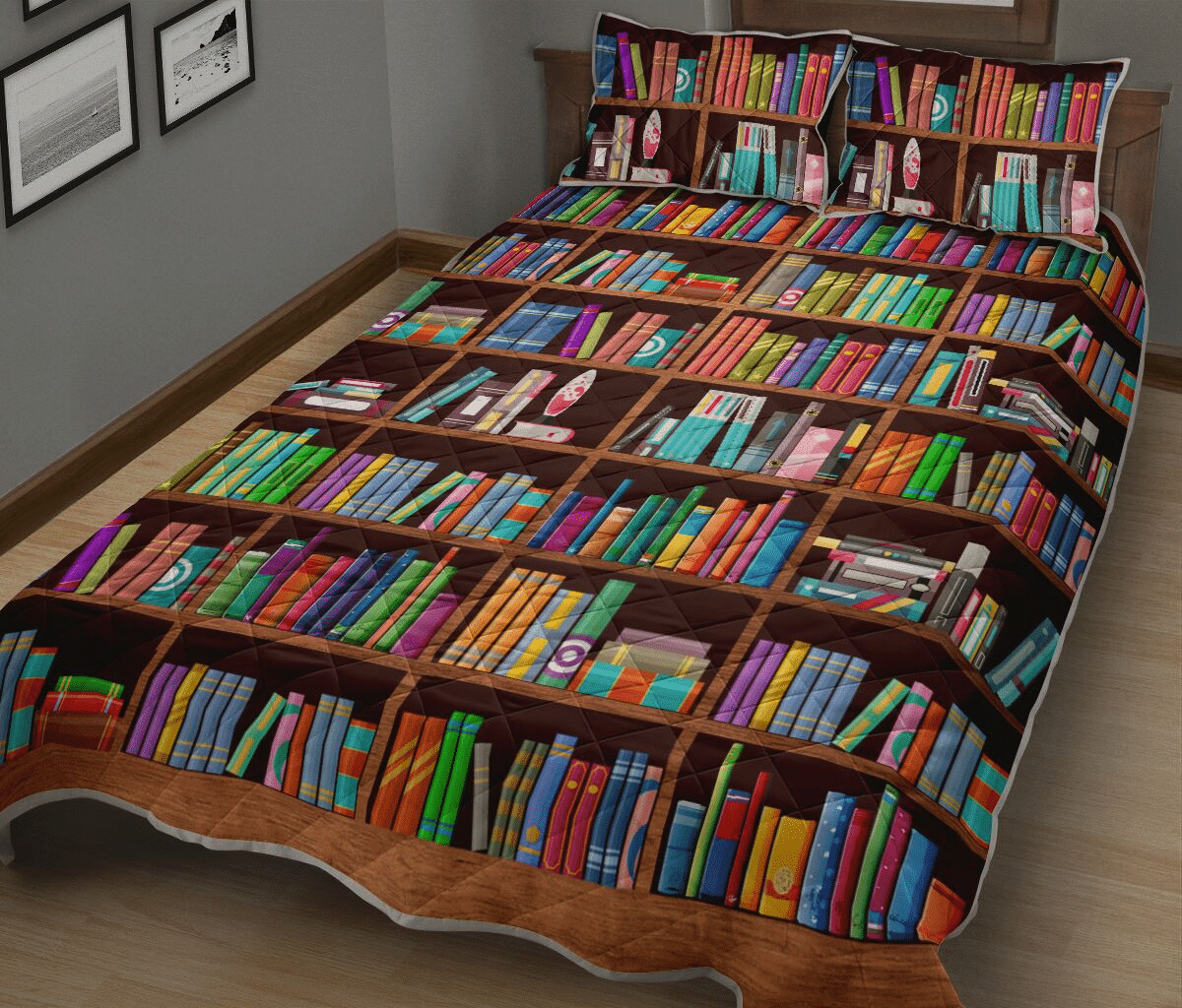 Library Bookshelf Book Lover Quilt Set
