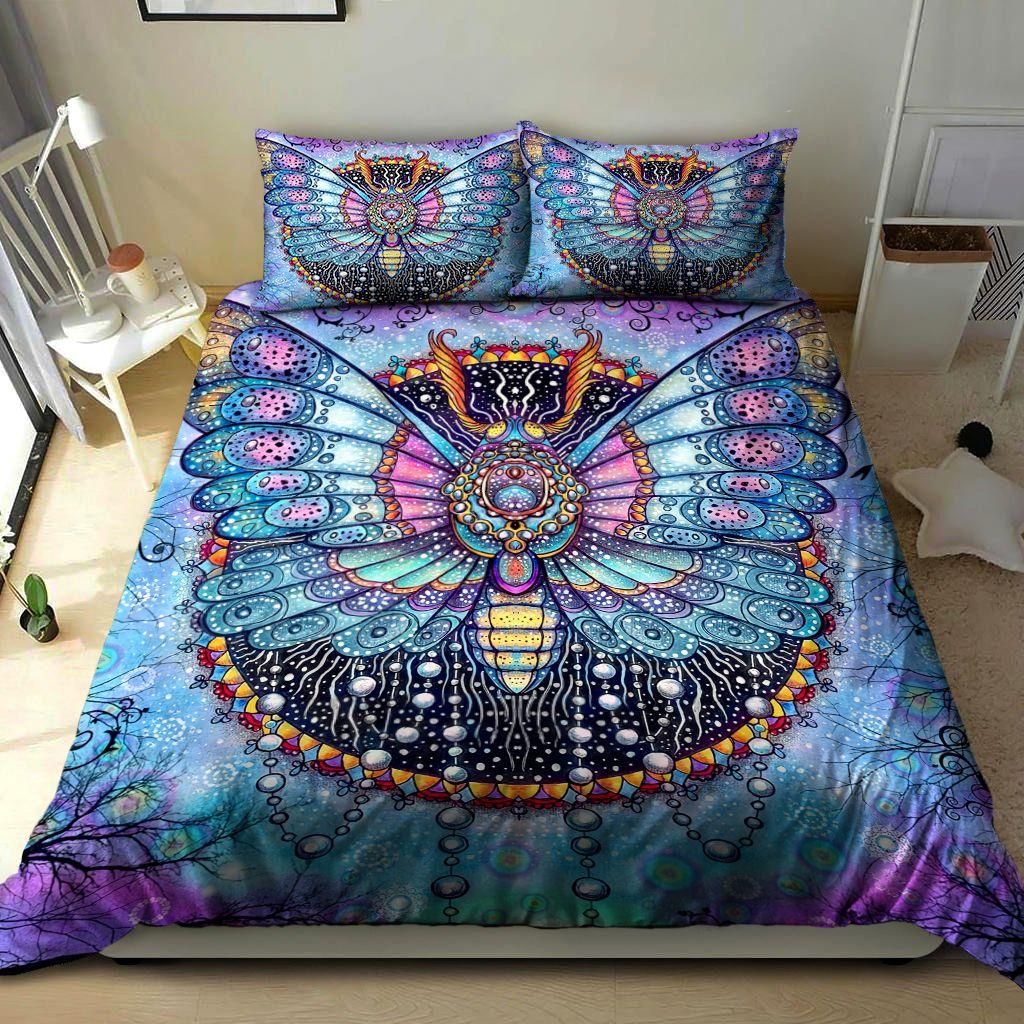 Psychedelic Trippy Colorful Butterfly Duvet Cover Bedding Set