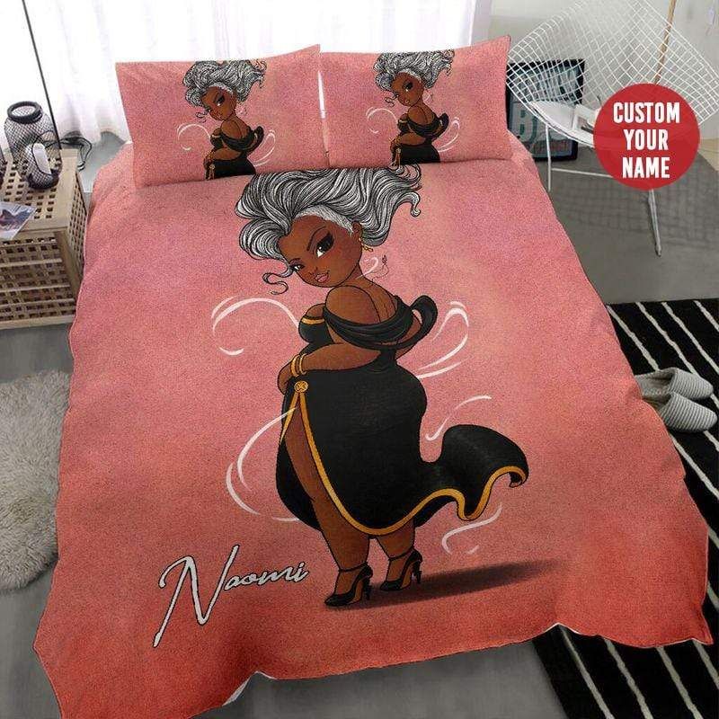 Personalized Black Woman Sassy Body Custom Name Duvet Cover Bedding Set