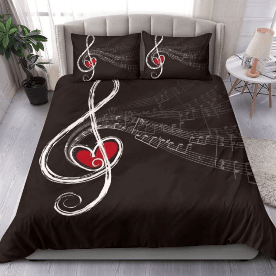 Music Note Heart Duvet Cover Bedding Set