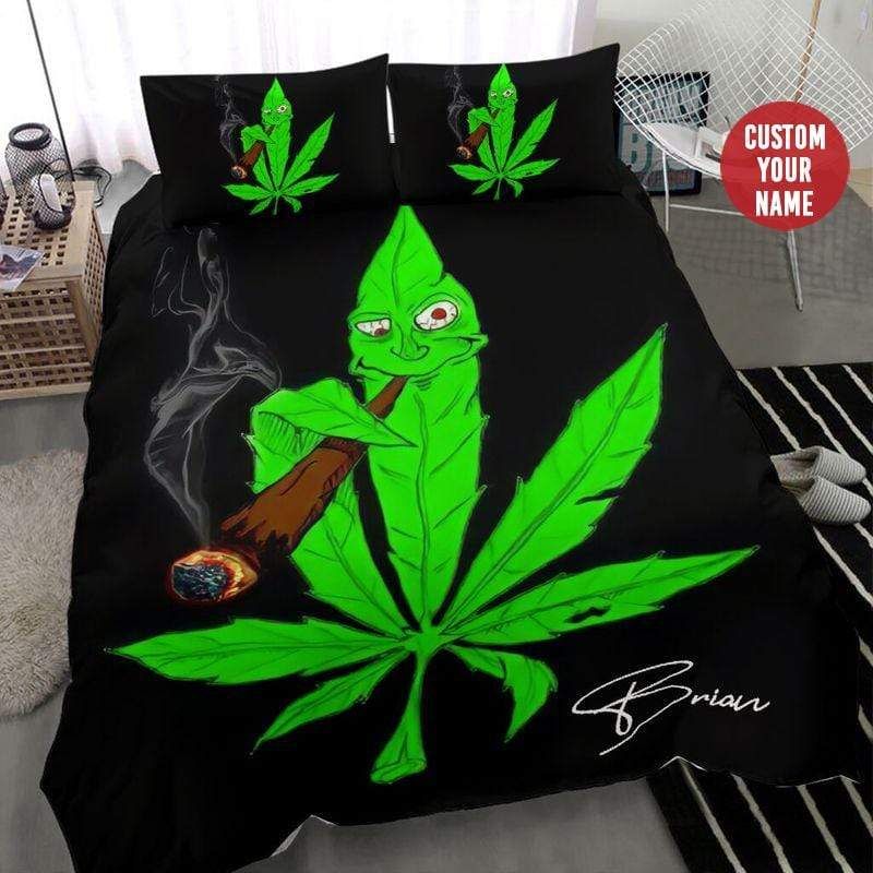 Personalized Weed Smoking Custom Name Duvet Cover Bedding Set