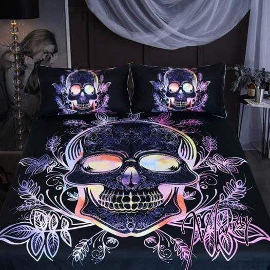 Skull Flower Color Duvet Cover Bedding Set