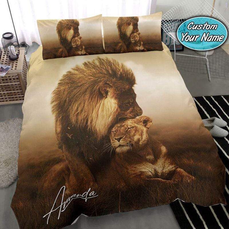 Personalized Lion Family Custom Name Duvet Cover Bedding Set