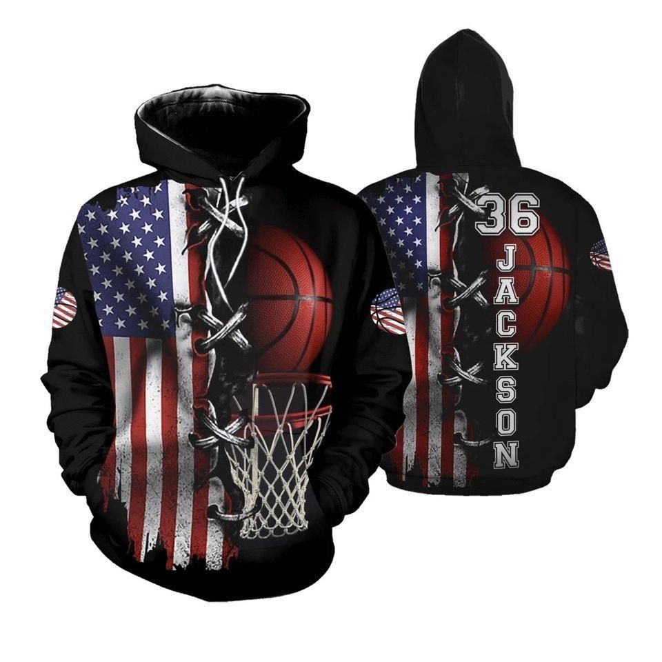 Personalized American Flag And Basketball Hoop 3D All Over Print PAN3HD0240