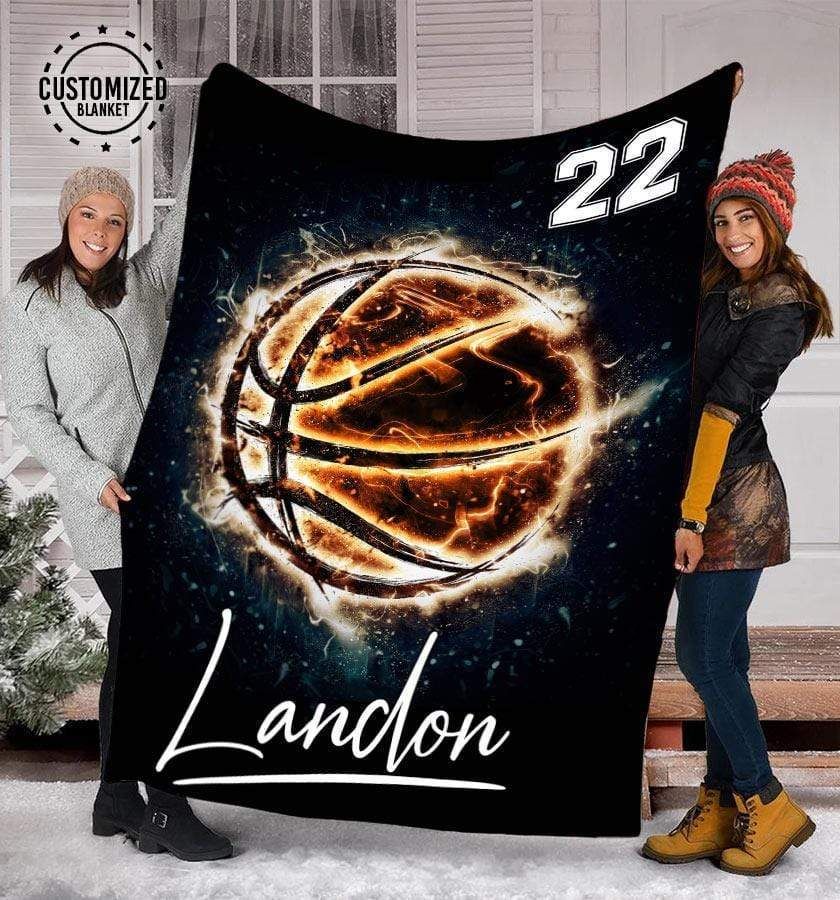Personalized Custom Fleece Blanket Basketball - Burning