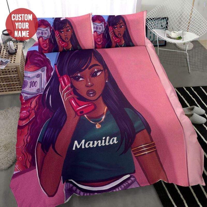 Personalized So Cool Mean Black Girl Custom Name Duvet Cover Bedding Set