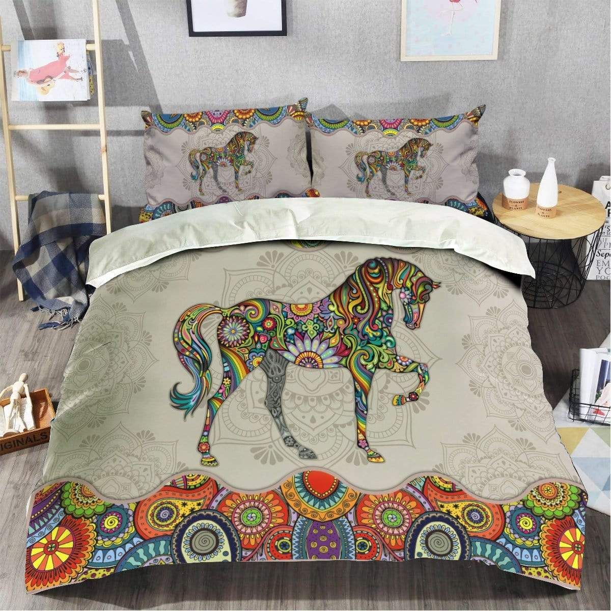Mandala Horse Lover Duvet Cover Bedding Set