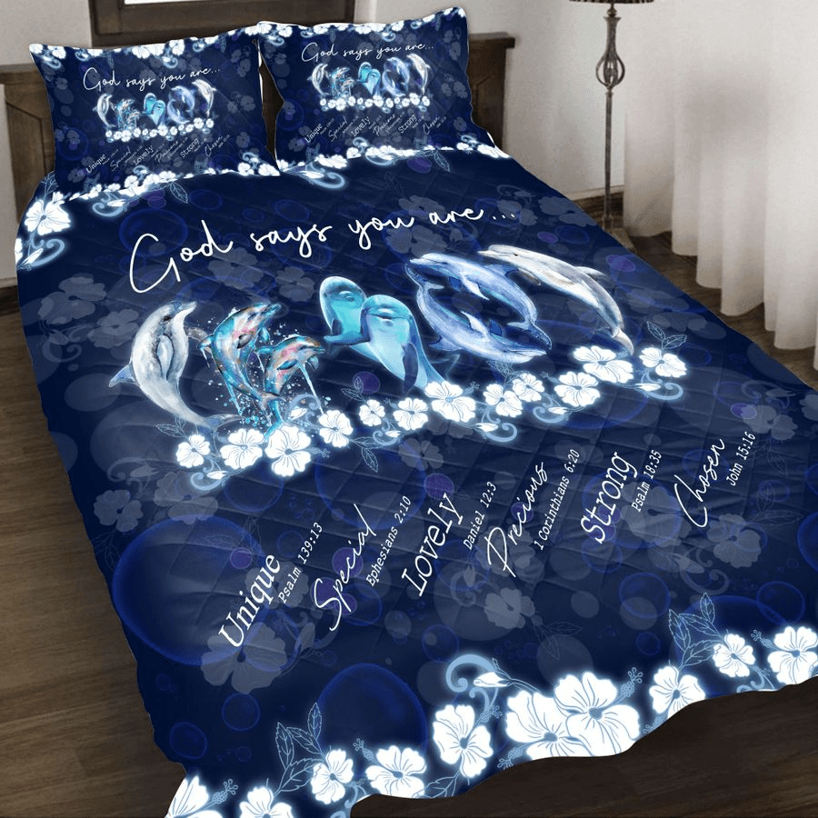 Dolphin God Says You Are Quilt Set