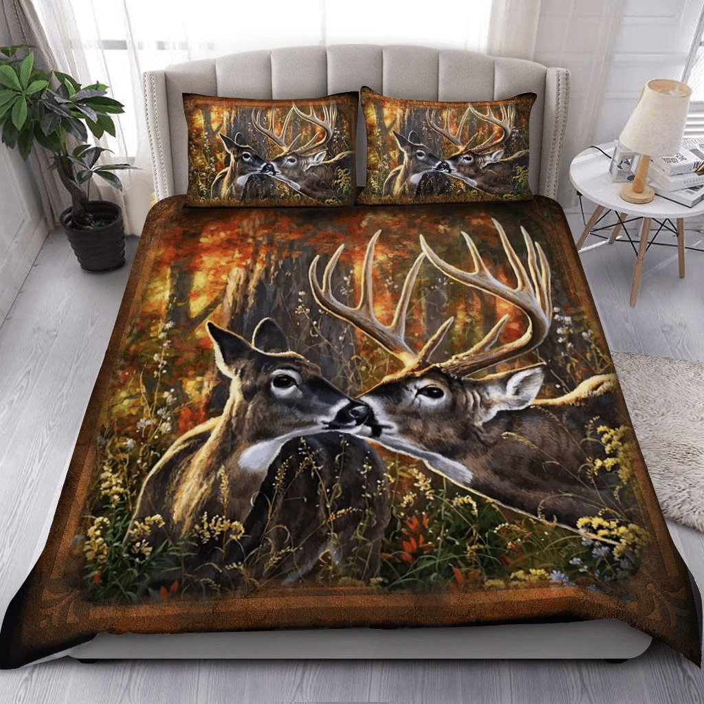 Beautiful Couple Deer Hunting Duvet Cover Bedding Set