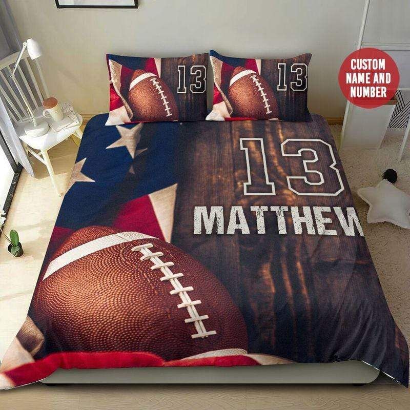Personalized Football Flag Vintage Custom Duvet Cover Bedding Set With Your Name