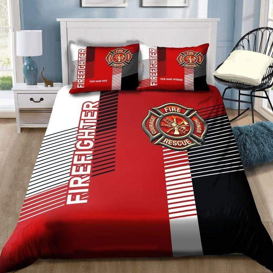 Personalized Firefighter Honor Custom Name Duvet Cover Bedding Set