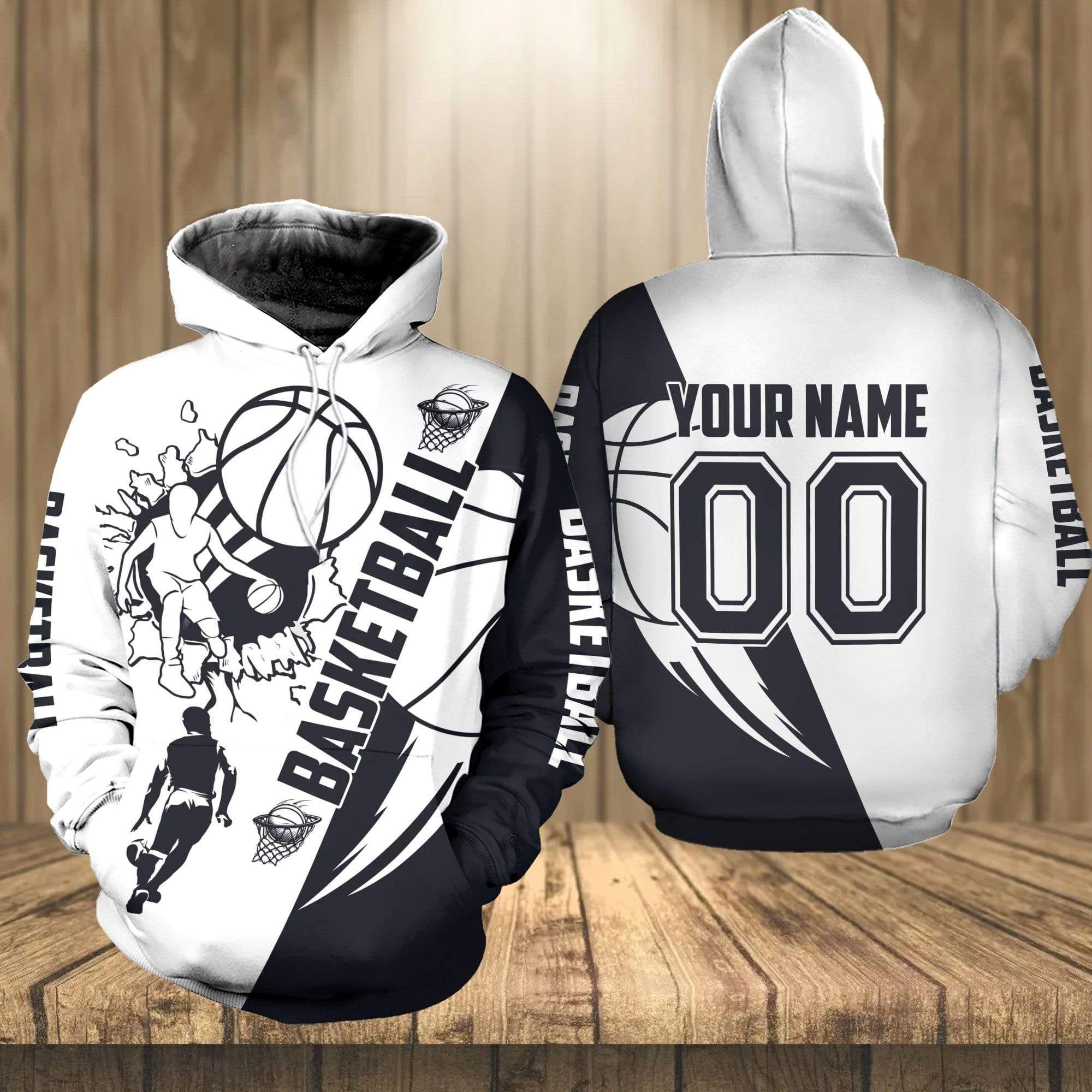 Personalized Customized B&W Breaking Ball Basketball Hoodie 3D All Over Print
