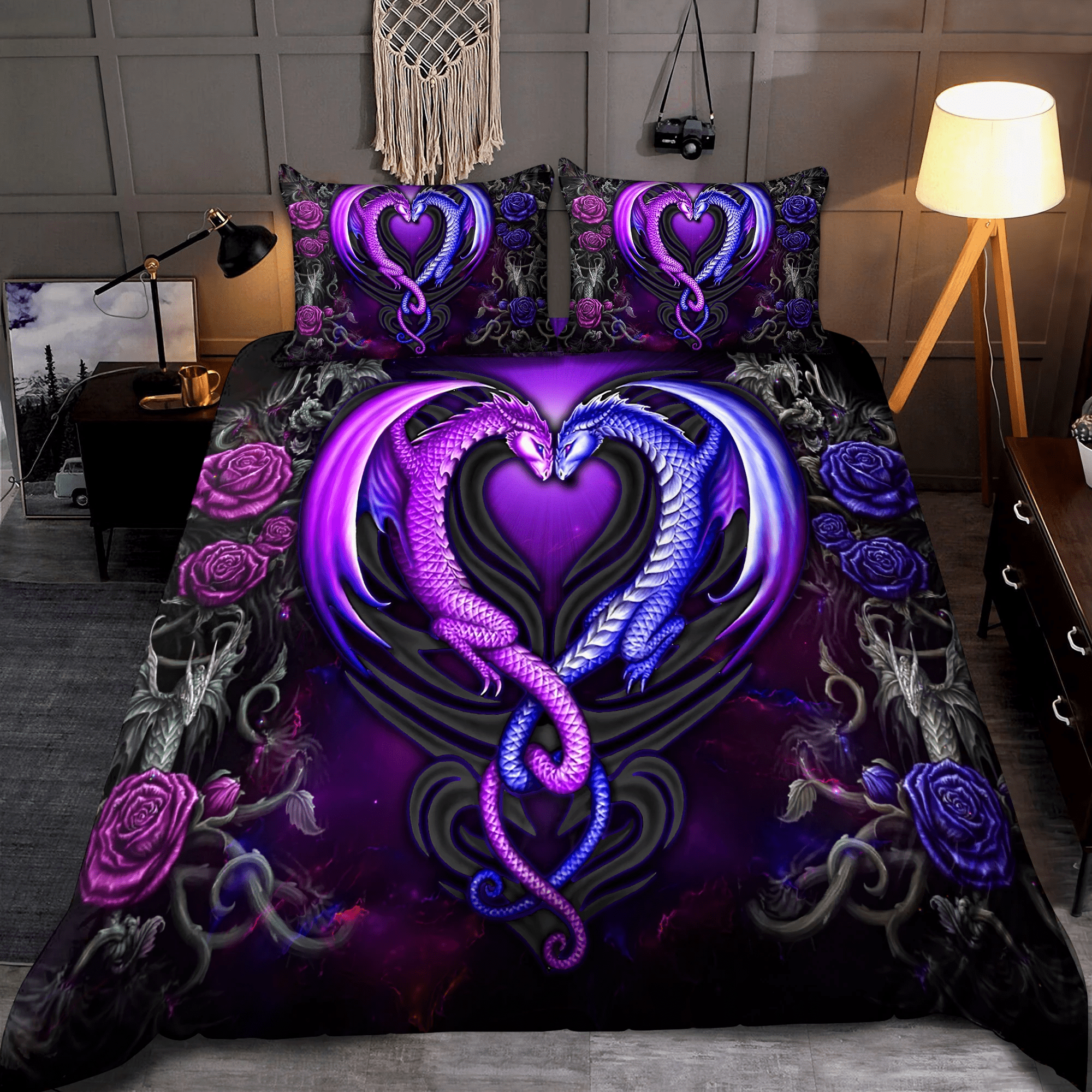Dragon Heart Couple Duvet Cover Bedding Set