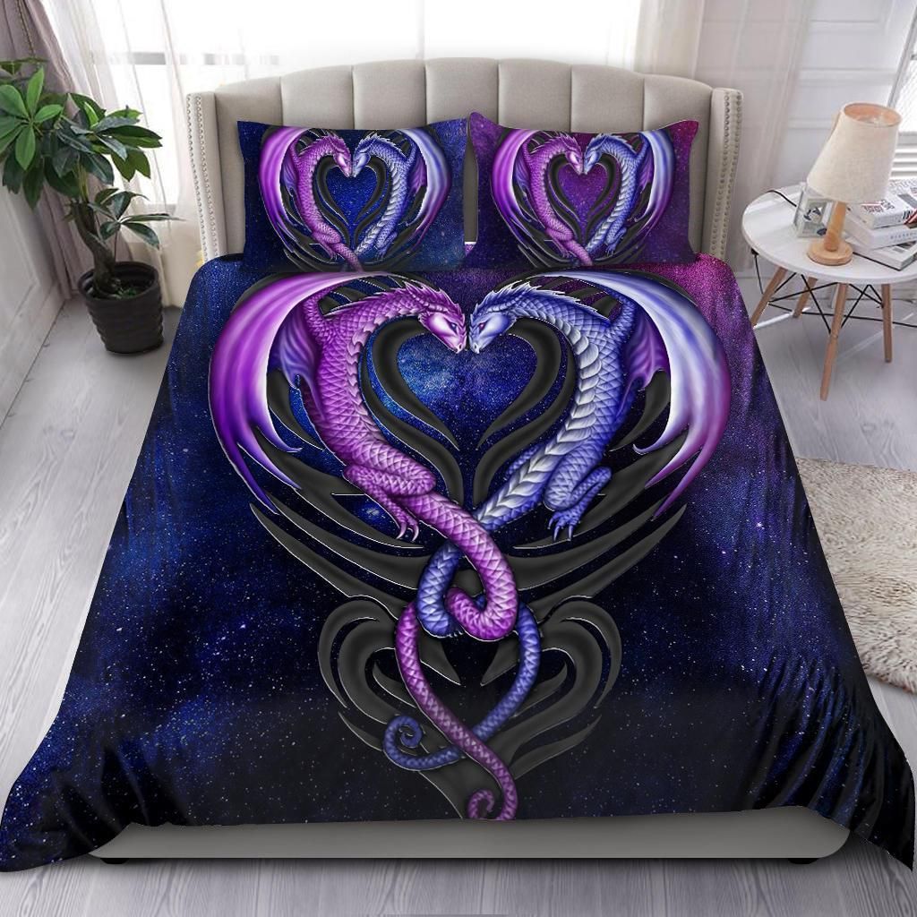 Loving Couple Dragon Duvet Cover Bedding Set