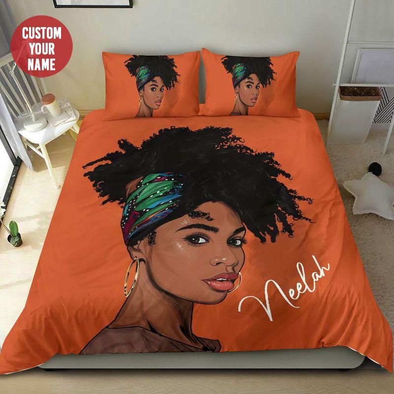 Personalized Proud African Black Woman Beauty Custom Name Duvet Cover Bedding Set