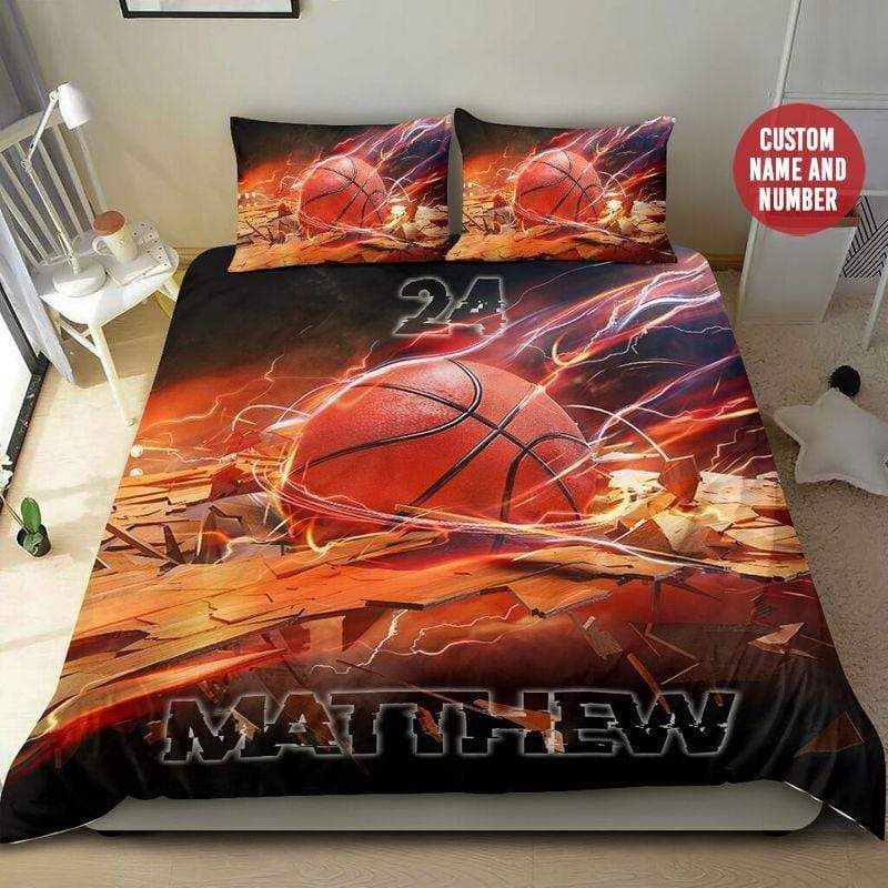 Personalized Basketball Broken Flash Custom Duvet Cover Bedding Set With Your Name And Number