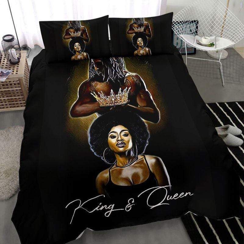 Black King And Queen Crown Duvet Cover Bedding Set