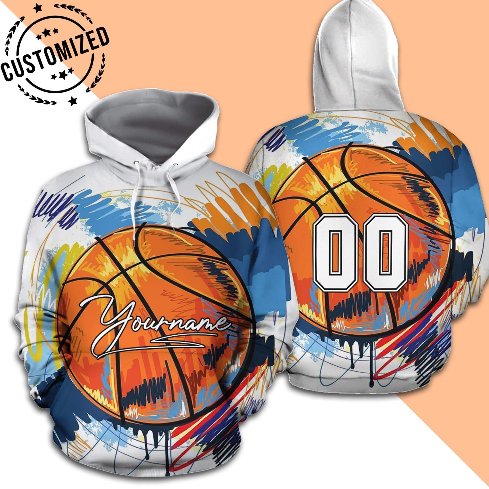 Personalized Basketball Water Color Hoodie 3D All Over Print
