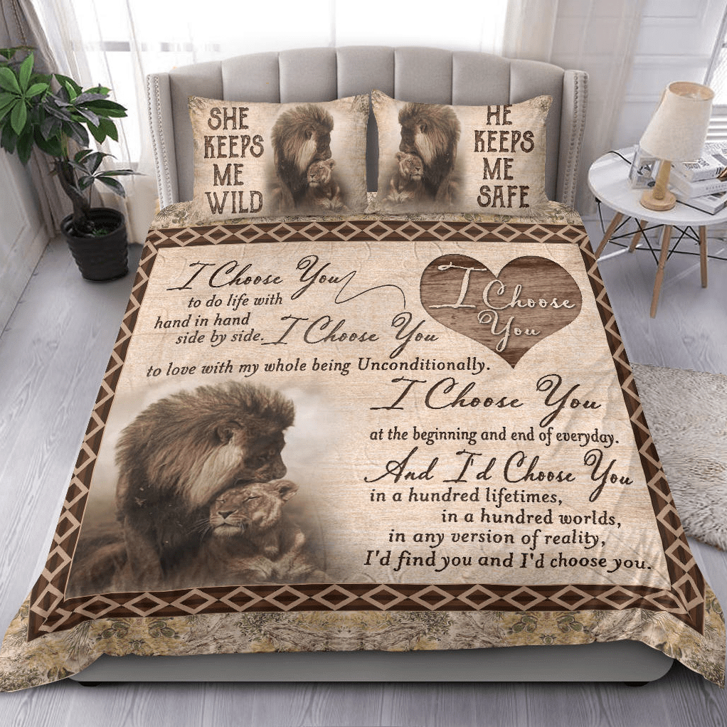 Lion Couple I Choose You Love Duvet Cover Bedding Set