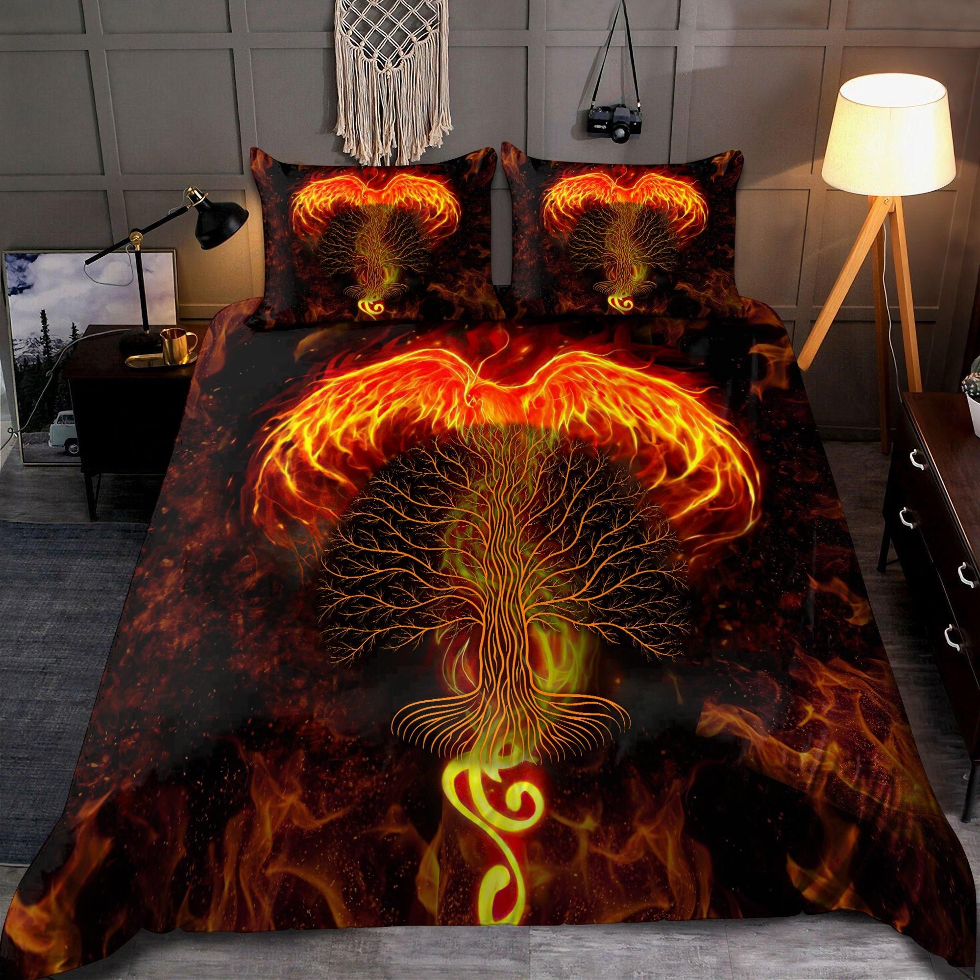 Beautiful Phoenix And Tree Of Life Duvet Cover Bedding Set