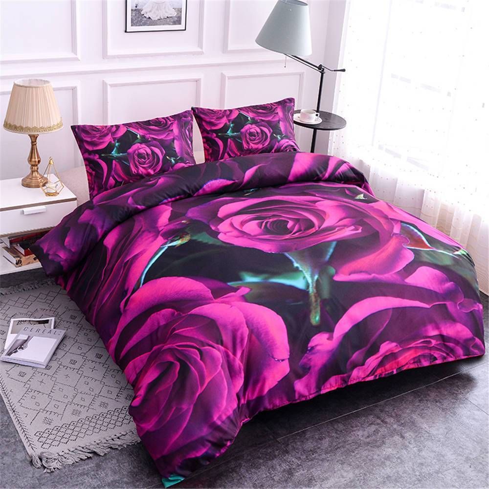 Pink Rose Garden Royal Duvet Cover Bedding Set