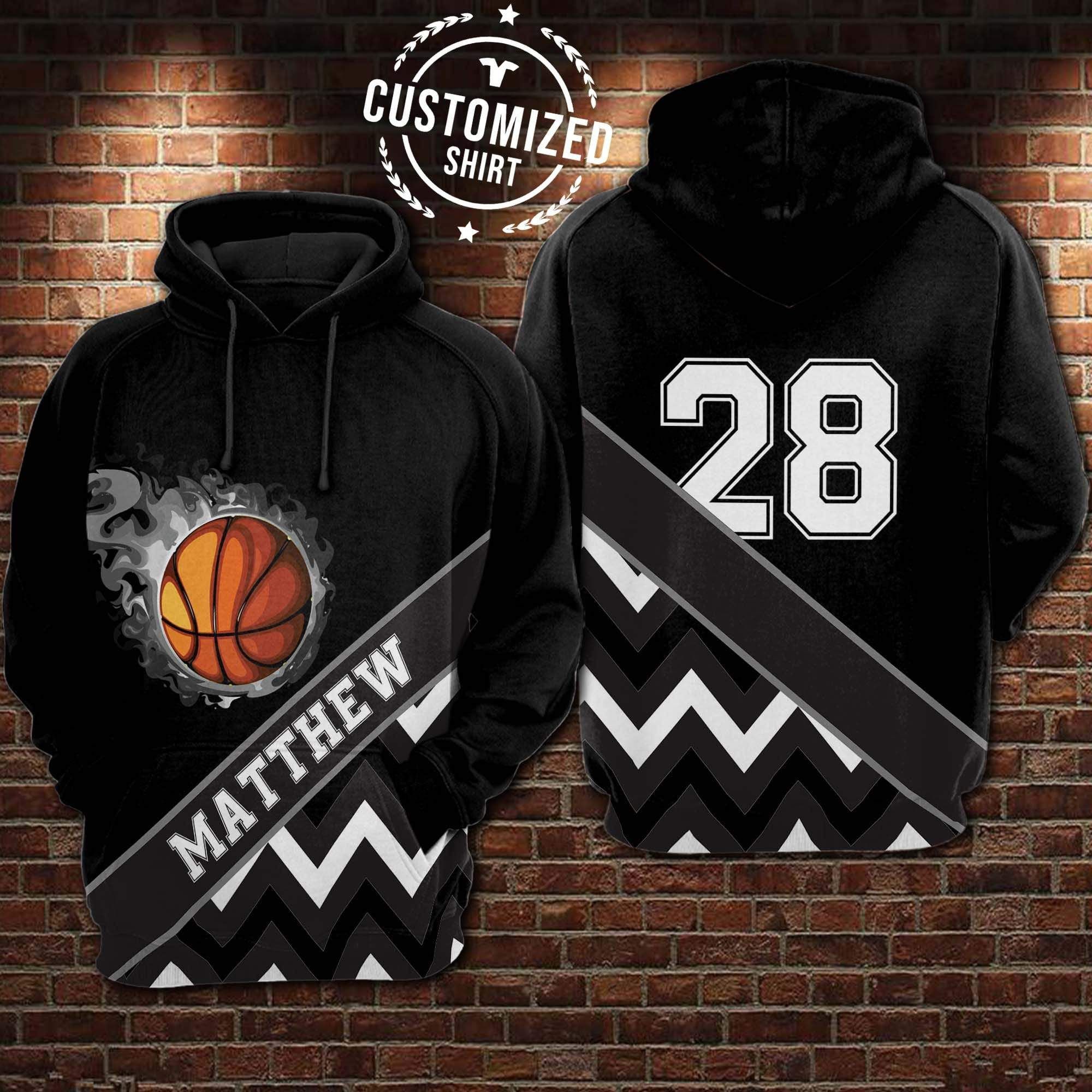 Personalized Customized Basketball Zikzak Black Hoodie 3D All Over Print With Name